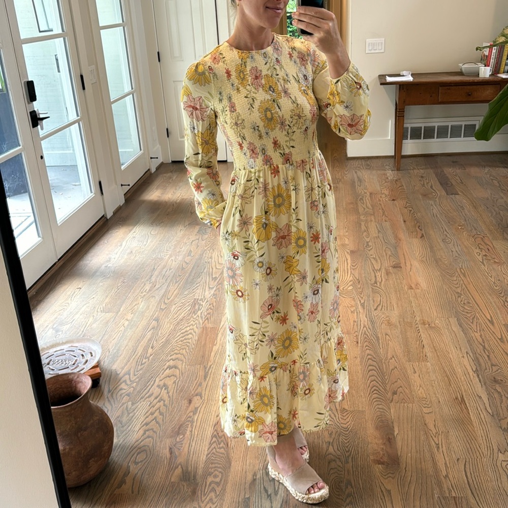 BARBOUR floral sundress, yellow, worn once US 4
